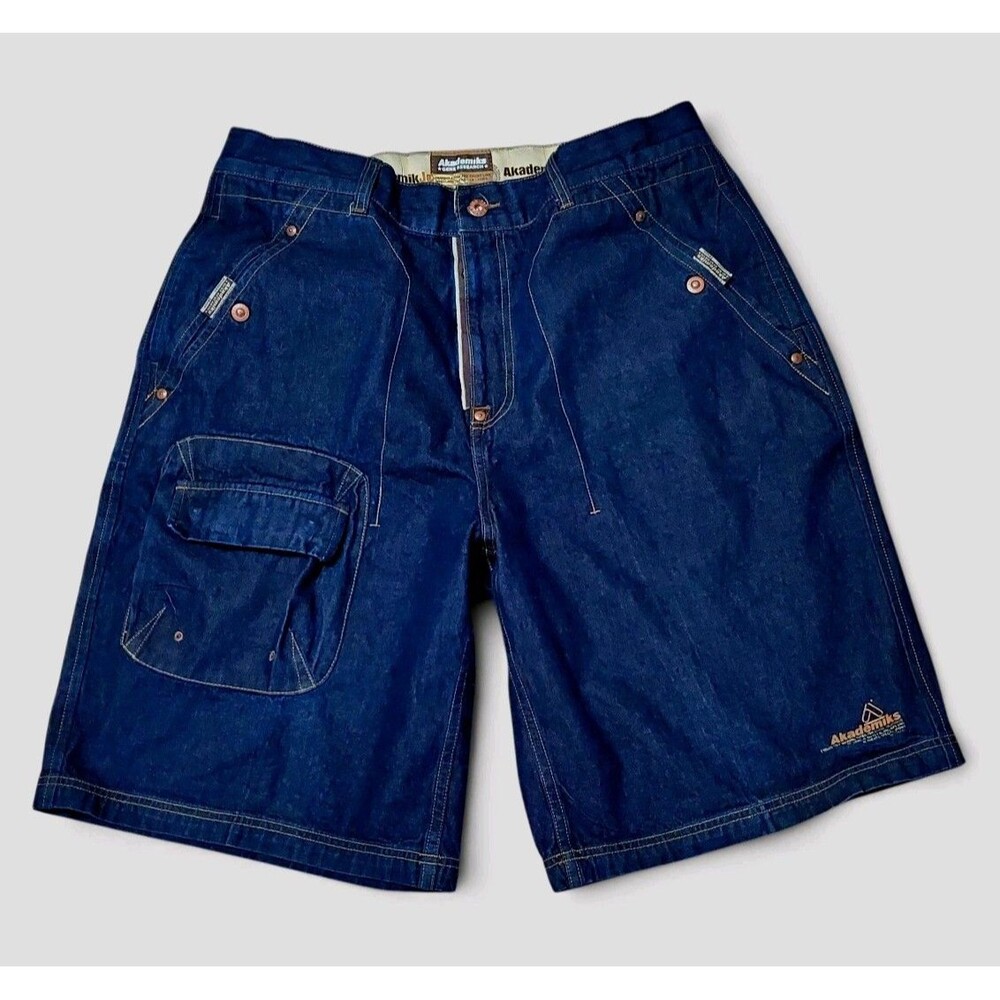 Vintage Y2K Akademiks Designation 101 Baggy Denim Cargo Shorts / Jorts Size 36